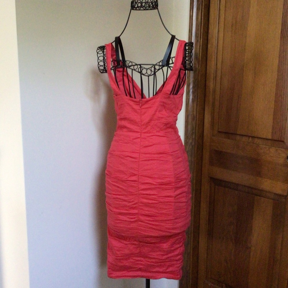ARTELIER NICOLE MILLER Red Ruched Dress, 0 - Picture 9 of 9